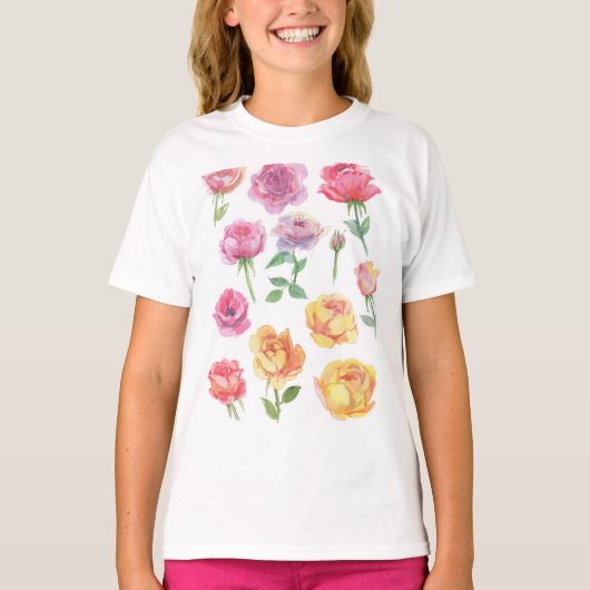 ピンクのバラ Tシャツ (正面)