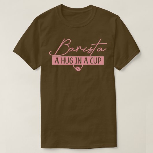 ピンクのバリスタコーヒー Tシャツ (デザイン正面)