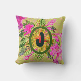 ピンクのバルサムフラワーブーケ&レター クッション