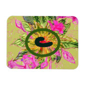 ピンクのバルサムフラワーブーケ&レター マグネット (横)