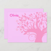 ピンクのバルミツワーのサンキューカード生命の樹 ノートカード (正面/裏面)