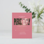 ピンクのバルミツワーの写真RSVPの応答カード 出欠カード (スタンド正面)