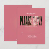 ピンクのバルミツワーの写真RSVPの応答カード 出欠カード (正面/裏面)