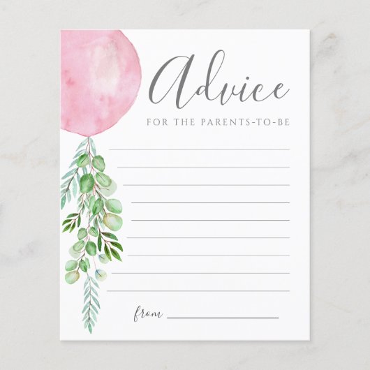 ピンクのバルーンアドバイスがベビーカードを希望 (正面)