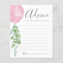 ピンクのバルーンアドバイスがベビーカードを希望