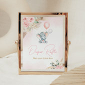 ピンクのバルーンエレファントベビーシャワーおむつラッフル ポスター