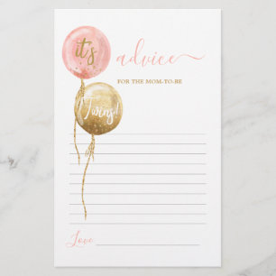 ピンクのバルーン双子アドバイスfor Mom To Be Card