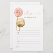 ピンクのバルーン双子アドバイスfor Mom To Be Card (正面/裏面)