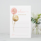 ピンクのバルーン双子アドバイスfor Mom To Be Card (スタンド正面)