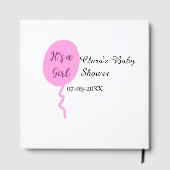 ピンクのバルーン女の子の赤ちゃんシャワー追加の名前の日付 ゲストブック (裏面)