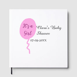 ピンクのバルーン女の子の赤ちゃんシャワー追加の名前の日付 ゲストブック