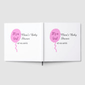 ピンクのバルーン女の子の赤ちゃんシャワー追加の名前の日付 ゲストブック (全面)