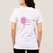 ピンクのバルーン女の子の赤ちゃんシャワー追加の名前の日付 トライブレンドＴシャツ (裏面)
