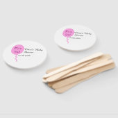 ピンクのバルーン女の子の赤ちゃんシャワー追加の名前の日付 ハンドファン (組立なし)