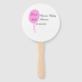 ピンクのバルーン女の子の赤ちゃんシャワー追加の名前の日付 ハンドファン