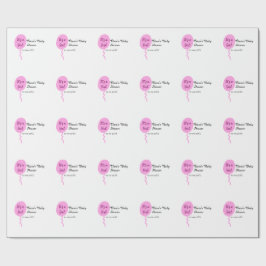 ピンクのバルーン女の子の赤ちゃんシャワー追加の名前の日付 ラッピングペーパー