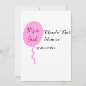 ピンクのバルーン女の子の赤ちゃんシャワー追加の名前の日付 招待状 (裏面)