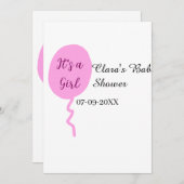 ピンクのバルーン女の子の赤ちゃんシャワー追加の名前の日付 招待状 (正面/裏面)