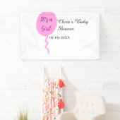 ピンクのバルーン女の子の赤ちゃんシャワー追加の名前の日付 横断幕 (インサイチュ)