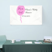 ピンクのバルーン女の子の赤ちゃんシャワー追加の名前の日付 横断幕 (トレードショー)