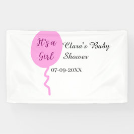 ピンクのバルーン女の子の赤ちゃんシャワー追加の名前の日付 横断幕