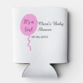 ピンクのバルーン女の子の赤ちゃんシャワー追加の名前の日付 缶クーラー (裏面)