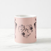 ピンクのバレエつま先のモノグラム付き靴 コーヒーマグカップ (中央)