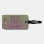 ピンクのバレエつま先の靴と住所の梅の苔 ラゲッジタグ (裏面横)