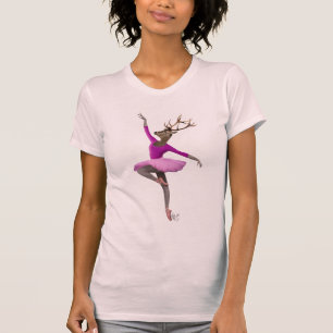 ピンクのバレエのシカ Tシャツ
