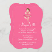 ピンクのバレエの誕生日の招待状 招待状 (正面/裏面)