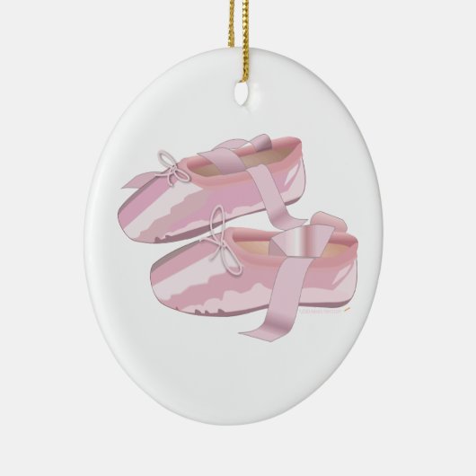 ピンクのバレエシューズのスリッパのオーナメントのテンプレート セラミックオーナメント (右)