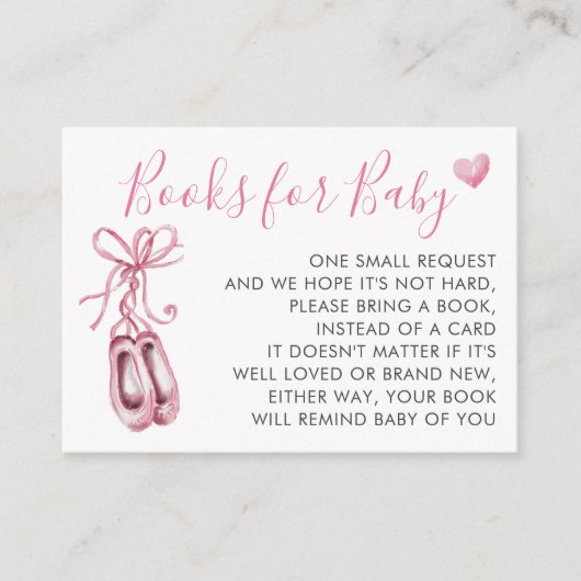 ピンクのバレエシューズのバレリーナの女の子の赤ちゃんの絵本 エンクロージャーカード (正面)