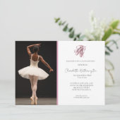 ピンクのバレエシューズの写真 卒業生 招待状 (スタンド正面)