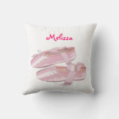 ピンクのバレエシューズの名前をカスタムするのパーソナライズな枕 クッション (裏面)