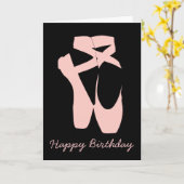 ピンクのバレエシューズバレエダンサー カード (黄色い花)