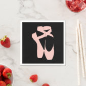 ピンクのバレエシューズバレエダンサー スタンダードカクテルナプキン (インサイチュ)