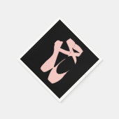 ピンクのバレエシューズバレエダンサー スタンダードカクテルナプキン (角)