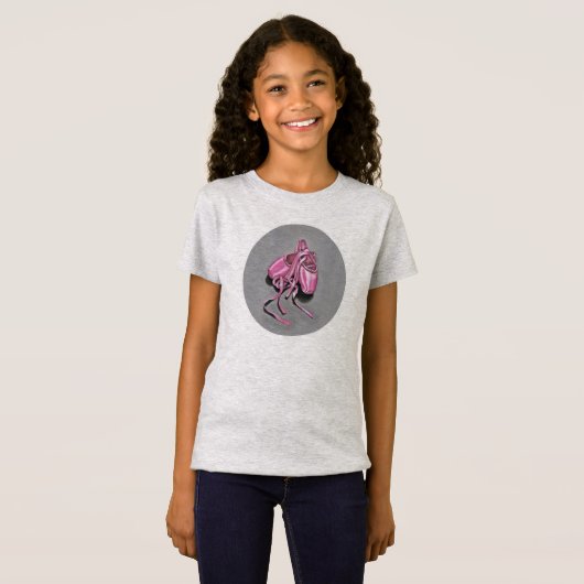 ピンクのバレエシューズ Tシャツ (正面フル)