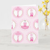 ピンクのバレエダンス - バレリーナのチュチュのダンサー カード (黄色い花)