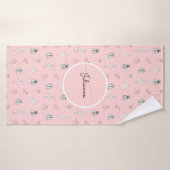 ピンクのバレリーナと花 バスタオル (バスタオル)