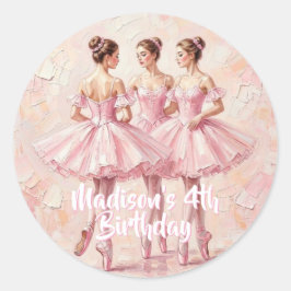 ピンクのバレリーナのお誕生日祝い  ラウンドシール