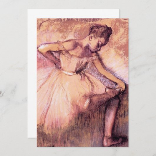 ピンクのバレリーナの招待状のガスを抜いて下さい 招待状 (正面/裏面)