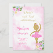ピンクのバレリーナの招待状 招待状 (正面)