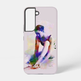 ピンクのバレリーナの水彩現代アート SAMSUNG GALAXY S22ケース