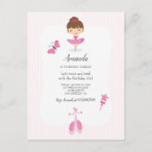 ピンクのバレリーナの誕生日パーティー ポストカード (正面)