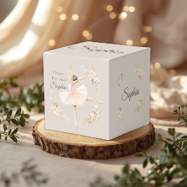 ピンクのバレリーナの誕生日 名前入り パーティー フェイバーボックス