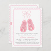 ピンクのバレリーナは女の子のベビーシャワー招待状に蹄鉄を打ちます 招待状 (正面/裏面)