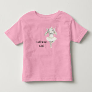 ピンクのバレリーナガールウサギのチュチュ姿 トドラーTシャツ