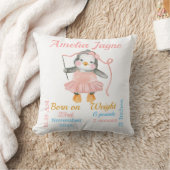 ピンクのバレリーナペンギンの女の赤ちゃんの出生記録 クッション (ブランケット)