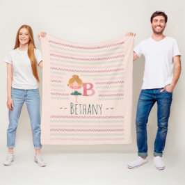ピンクのバレリーナモノグラムB - オーダーメイドアート フリースブランケット